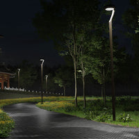 LED Round Area Flood Lights - Modern Commercial Grade Pole and Wall Lights - Different Wattages and Mounting Options Available