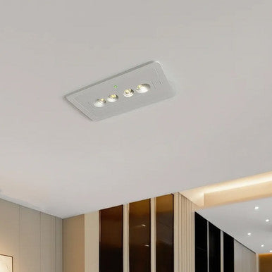 Recessed Emergency Downlight - White Finish With 90 Minute Battery Back-Up - Oval and rectangle trim plates included