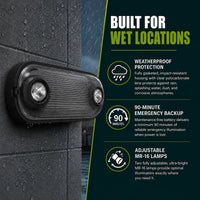 2 Lamp, Weatherproof Emergency Fixture, Black Housing, 120/277V, Ultra bright MR-16 lamps