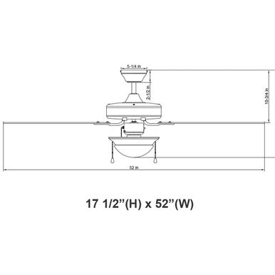 52 Inch Reversible Rosewood & Silver Oak MDF Finish 5-Blade Ceiling Fan & Light - 120V - 2x 9W A19 Bulbs Included  - 3000K Soft White - With Pull Chain Switch