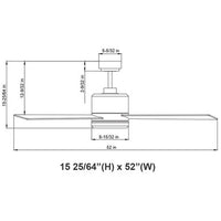 52 Inch Reversible Rosewood & Silver Finish Plywood 3-Blade Ceiling & Light - 120V - 19W - 3000K Soft White - Wall Switch Included