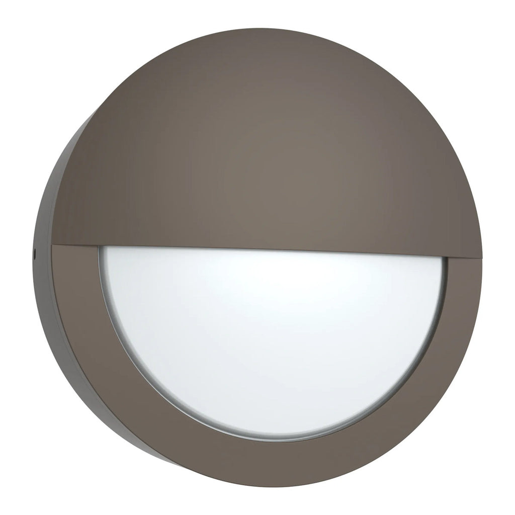LED Round Bulk Head Light With Eyelid Cover - Glass Lens - Wall or Ceiling Mount – Wet Location - Watt Selectable 15W/12W/9W - Color Selectable 30K/40K/50K - 120/277V - Bronze Finish - Integrated Photocell Included