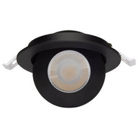 4 Inch Round LED Gimbaled Downlight - 9W - 750 Lumens - 120V - Color Temperature Selectable 27K/30K/35K/40K/50K - Black Finish - No Recess Can Required