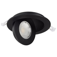 4 Inch Round LED Gimbaled Downlight - 9W - 750 Lumens - 120V - Color Temperature Selectable 27K/30K/35K/40K/50K - Black Finish - No Recess Can Required