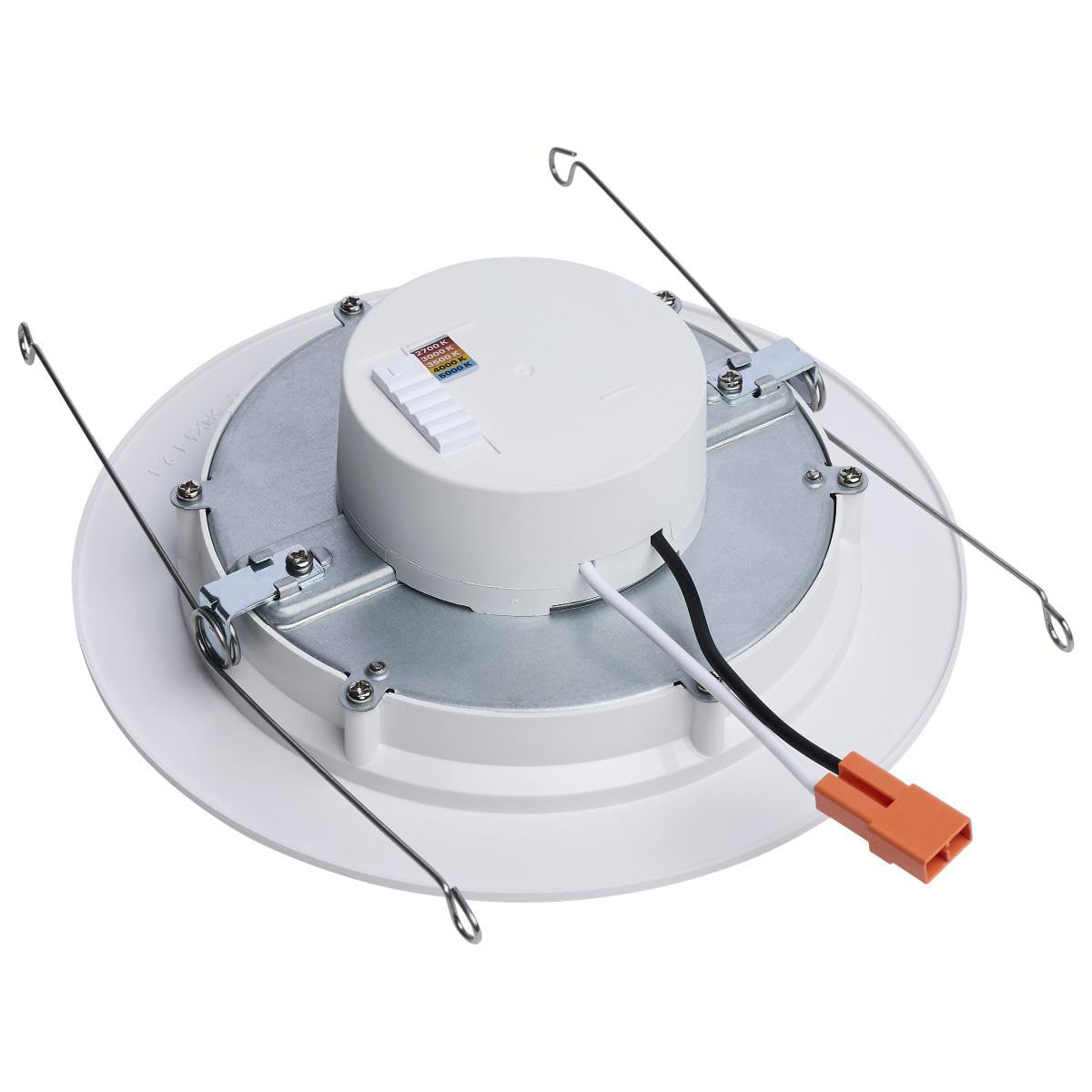 LED 6 Inch  Wafer Downlight Retrofit- E26 Adapter Included - 10 Watts - Color Temperature Selectable 27K/30K/35K/40K/50K - 120V - Flat Trim - Recessed Can Required