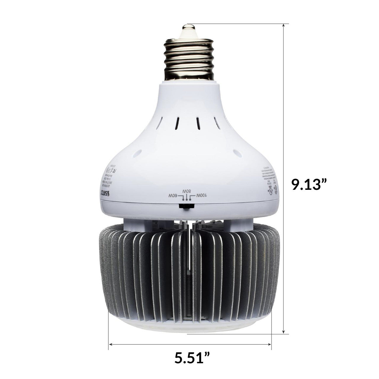 LED Lowbay PAR Bulb - HighBay Retrofit - Watt Selectable 60/80/100W - 14000 Max Lumens - 4000K Cool White - 120-277V - E39 Mogul Base - Ballast Bypass