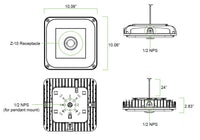 LED Square Garage Canopy Light - Watt Selectable 60W/40W/25W - Up To 7400 Lumens - Ceiling or Conduit Mount - 4000K Neutral White - 120-277V - Bronze - With Z10 Receptacle