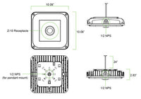 LED Square Garage Canopy Light - Watt Selectable 60W/40W/25W - Up To 7400 Lumens - Ceiling or Conduit Mount - 4000K Neutral White - 120-277V - White - With Z10 Receptacle