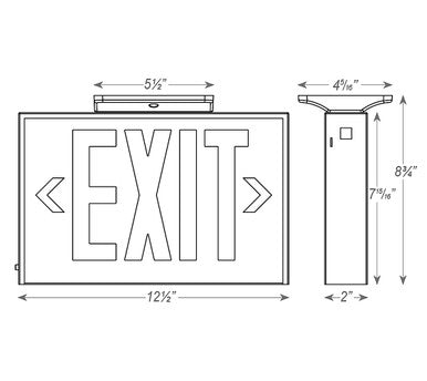 White LED Steel Housing Exit Sign w/ Battery Back Up - Red Lettering - With Battery Back-Up