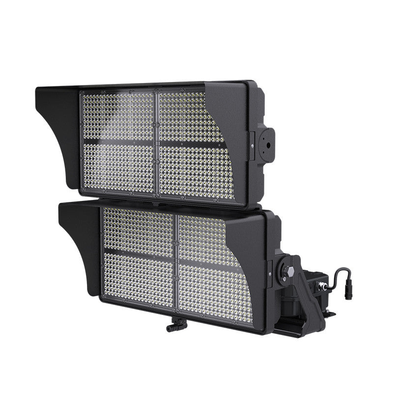 High Output LED Stadium Light - 1200W - 200-480 Volts - Color Selectable 40K/50K/57K -180000 Lumen - Yoke Mount - Black Finish