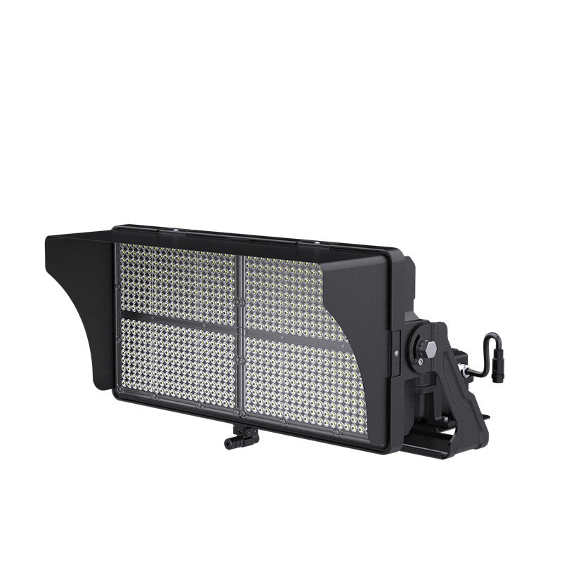 850W LED stadium light, 200-480V, 125000 lumens, color selectable 4000K 5000K 5700K, yoke mount, black finish, studio image