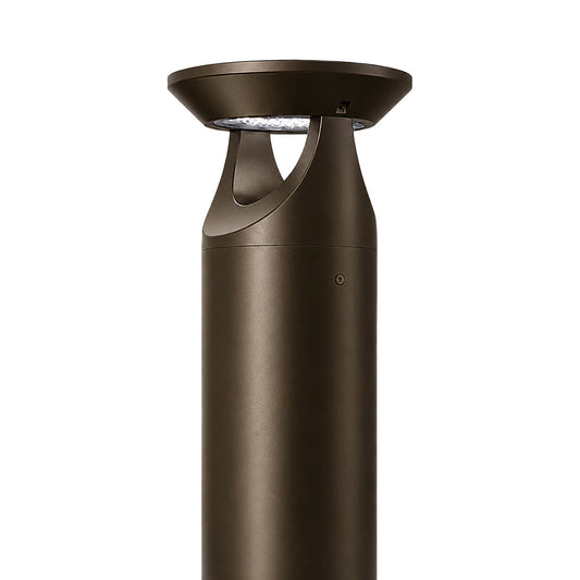 LED Solar Bollard Lights with Remote - Hight 14IN - 3 Watt - 390 Lumens - 4000K Cool White - Anchor Bolts & Plate Included - Bronze Finish