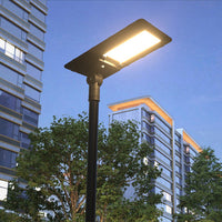 LED Solar Street Light - 80 Watt - 12000 Lumens - 6000K Daylight - Post Mount - with Programmable Motion Sensor - Black Finish