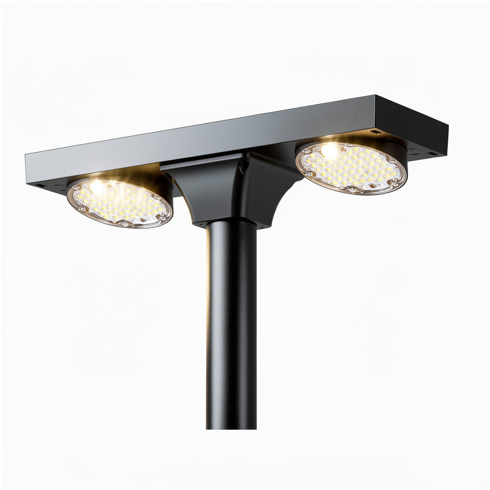 Solar LED Dual Head Post Top Light w/ Rotatable Lights - Dusk To Dawn - Remote Programmable - Extremely Bright - Commercial Grade - 40 Watt - 4800 Lumen Output - Warm White/Daylight Color Switchable