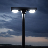 Solar LED Dual Head Post Top Light w/ Rotatable Lights - Dusk To Dawn - Remote Programmable - Extremely Bright - Commercial Grade - 40 Watt - 4800 Lumen Output - Warm White/Daylight Color Switchable