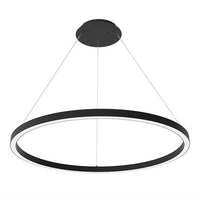 48 Inch LED Halo Pendant Light - Independent Up and Down Light - Watt Selectable 80W/60W/0W On Each Side -  Up to 6200 Lumens - Color Selectable 30K/35K/40K - 120-277V - With Suspension Hanging Kit - White Finish
