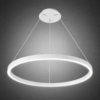 48 Inch LED Halo Pendant Light - Independent Up and Down Light - Watt Selectable 80W/60W/0W On Each Side -  Up to 6200 Lumens - Color Selectable 30K/35K/40K - 120-277V - With Suspension Hanging Kit - White Finish