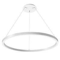48 Inch LED Halo Pendant Light - Independent Up and Down Light - Watt Selectable 80W/60W/0W On Each Side -  Up to 6200 Lumens - Color Selectable 30K/35K/40K - 120-277V - With Suspension Hanging Kit - White Finish