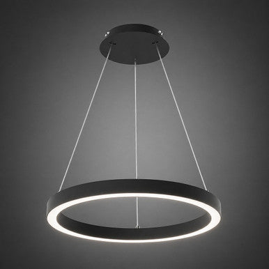 36 Inch LED Halo Pendant Light - Independent Up and Down Light - Watt Selectable 60W/40W/0W On Each Side -  Up to 4600 Lumens - Color Selectable 30K/35K/40K - 120-277V - With Suspension Hanging Kit - White Finish