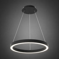 36 Inch LED Halo Pendant Light - Independent Up and Down Light - Watt Selectable 60W/40W/0W On Each Side -  Up to 4600 Lumens - Color Selectable 30K/35K/40K - 120-277V - With Suspension Hanging Kit - White Finish