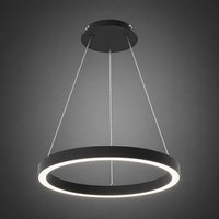 24 Inch LED Halo Pendant Light - Independent Up and Down Light - Watt Selectable 40W/20W/0W On Each Side -  Up to 3100 Lumens - Color Selectable 30K/35K/40K - 120-277V - With Suspension Hanging Kit - White Finish