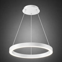 36 Inch LED Halo Pendant Light - Independent Up and Down Light - Watt Selectable 60W/40W/0W On Each Side -  Up to 4600 Lumens - Color Selectable 30K/35K/40K - 120-277V - With Suspension Hanging Kit - White Finish