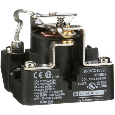 Power Relay, 5 Pin, 120 VAC, SPDT, Panel Mount, 5A, 600 VAC, Screw, 8501C Series - 8501CO15V20