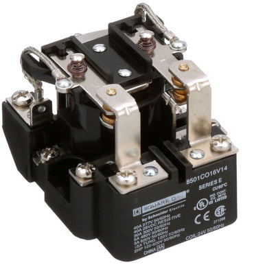 Power Relay; 8 Pin; 24 VAC; DPDT; Panel Mount; 5A; 600 VAC; Screw; 8501C Series - 8501CO16V14