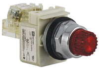 Pushbutton, Illuminated Red, Momentary, 1NO-1NC, 30mm, 10A, 600V, NEMA 4/13 - 9001K2L1RH13