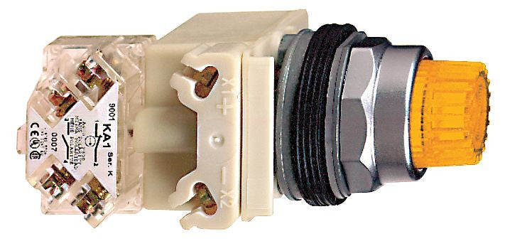 Switch Push Button N.O./N.C. DPST Round Button 10A 600VAC 600VDC Momentary Contact Screw Clamp Panel Mount - 9001K2L35LYAH13