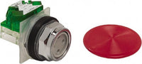 Push-button, Harmony 9001K, metal, snap-in plastic mushroom 57mm, red, 30mm, spring return, 1 NO - 9001KR5RH5