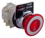 Switch Push Button Round Mushroom Button 600VAC 600VDC Maintained Contact Panel Mount - 9001KR9R94