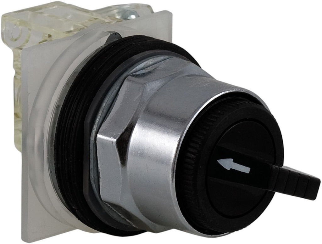 Selector Switch, Harmony 9001K, Metal, Standard Handle, Black, 30MM, 3 Position - 9001KS53BH1