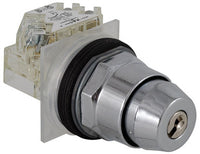 Selector Switch, Harmony 9001K, Metal, Key Switch, 30MM, Key E10, 3 Positions - 9001KS53K5H1