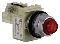 Pilot Light, Transf., Push-to-Test, Plastic Fresnel Lens Round; Red, 30mm, 120VAC - 9001KT1R31