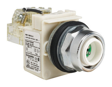 SCHNEIDER ELECTRIC 9001KT35LG Push to Test Pilot Light, Green, LED - 9001KT35LG