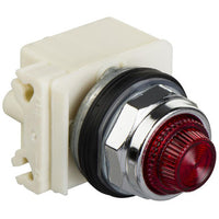 30mm push button, Type K, push to test pilot light, red LED light module, 120VAC/VDC, red glass lens, NEMA 4, 13 - 9001KT38LRR6