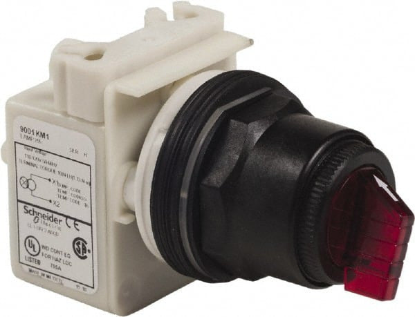 Illuminated Selector Switch Head, Harmony 9001SK, Plastic, Standard Handle, Red - 9001SK72J1R