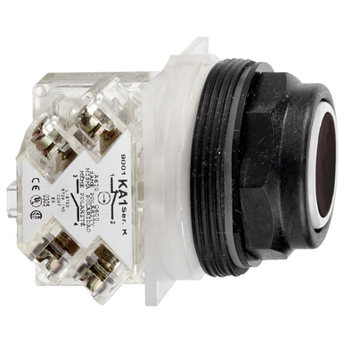 Switch Push Button N.O. SPST Flush Round Button 3A 240VAC 125VDC Screw Clamp Panel Mount - 9001SKR1BH5