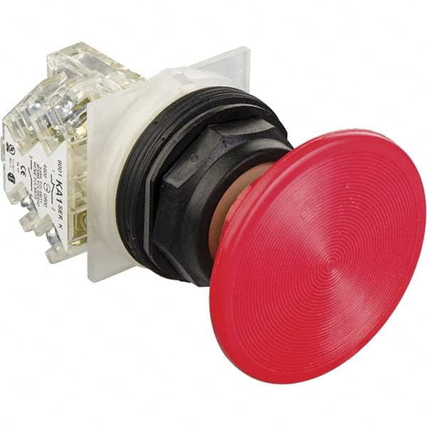 Pushbutton, Non-Illum'd Red Mush, Momentary, 1NC, 30mm, 10A, 600V, Screw Clamp - 9001SKR5RH6