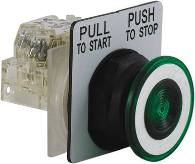 Pushbutton, Non-Illuminated Green Mush, Maintained 1NO-1NC (Push/Pull), 30mm, 10A - 9001SKR9GH13