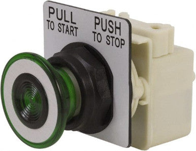 Switch Push Button Round Mushroom Button 600VAC 600VDC Maintained Contact Panel Mount - 9001SKR9P1G