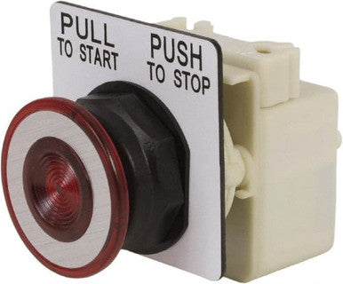 Switch Push Button Round Mushroom Button 600VAC 600VDC Maintained Contact Panel Mount - 9001SKR9P1R