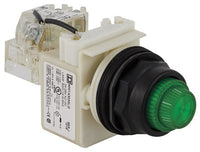 Indicator, Pilot Light, 1.18 Inch (30mm) Mount, LED, 120 VAC/VDC, Octagonal, Green - 9001SKT38LGG31