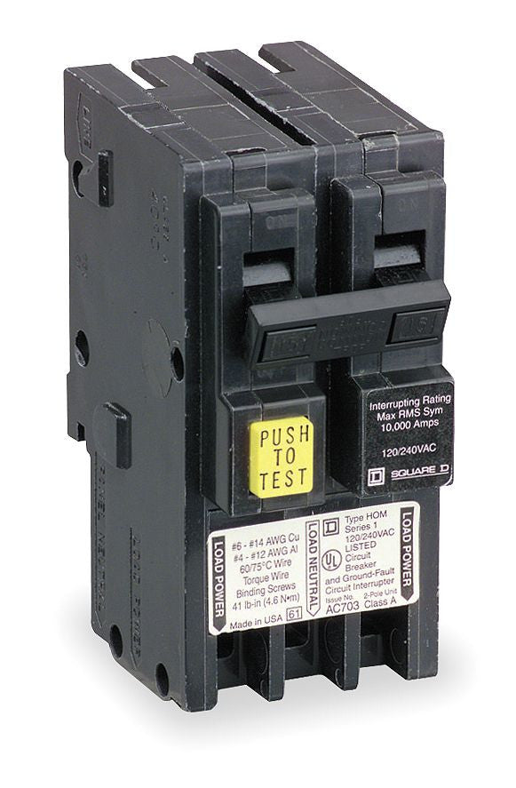 Miniature Circuit Breaker, HOMELINE Series, 25A, 2 Pole, 240V AC, 10kA at 240V AC, A Curve - HOM225GFI