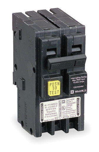 Miniature Circuit Breaker, HOMELINE Series, 25A, 2 Pole, 240V AC, 10kA at 240V AC, A Curve - HOM225GFI