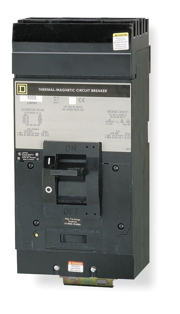 Molded Case Circuit Breaker, LA Series, 400 A, 2 Pole, 600V AC, 42kA at 240V AC - LA26400AB