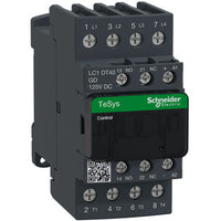 Power contactor, 4 pole, 40 A, 4 Form A (N/O), coil 125 VDC, screw connection, LC1DT40GD - LC1DT40GD