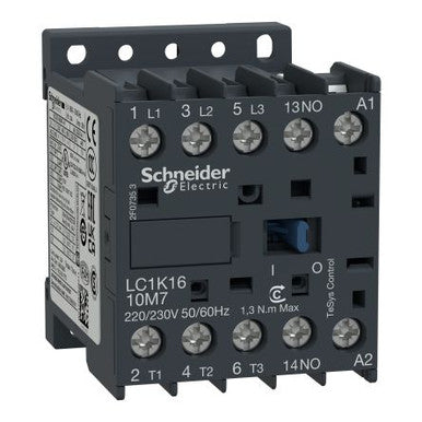 TeSys K contactor - 3P - AC-3 <= 440 V 16 A - 1 NO aux. - 110 V AC coil - LC1K1610F7