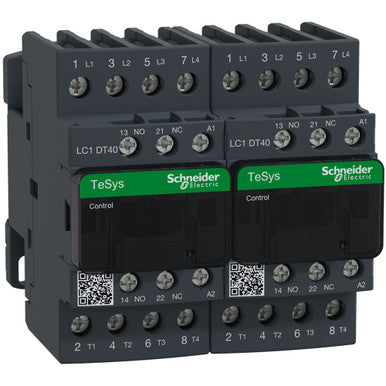 Reversing contactor, 4 pole, 40 A, 4 Form A (N/O), coil 110 VAC, screw connection, LC2DT40F7 - LC2DT40F7